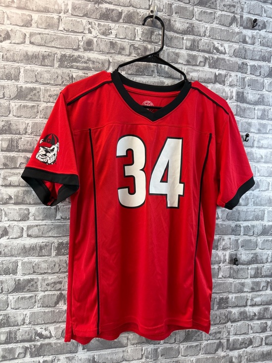 Rivalry Threads Tops - Georgia Bulldogs Sports Jersey Shirt with Number 34